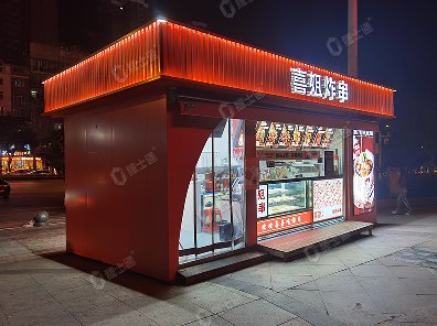 捷士通生產(chǎn)的炸串商亭售賣亭是一個尺寸為3乘6米的商業(yè)設施，專門用于銷售炸